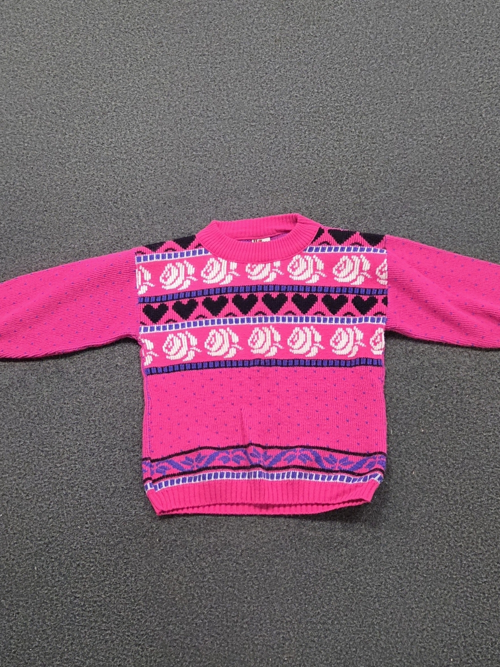 Kids Bright Pink Patterned Sweater Top